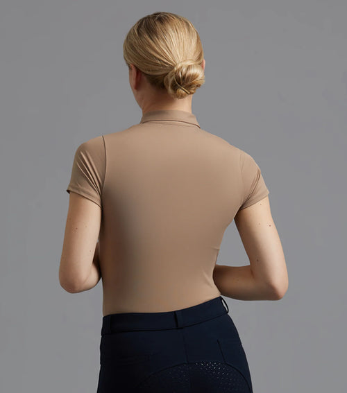 Premier - Scintillo Ladies Short Sleeve Riding Top Beige